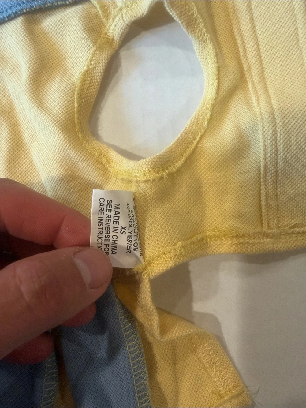 Yellow Pleated Pet Dress with Blue Trim